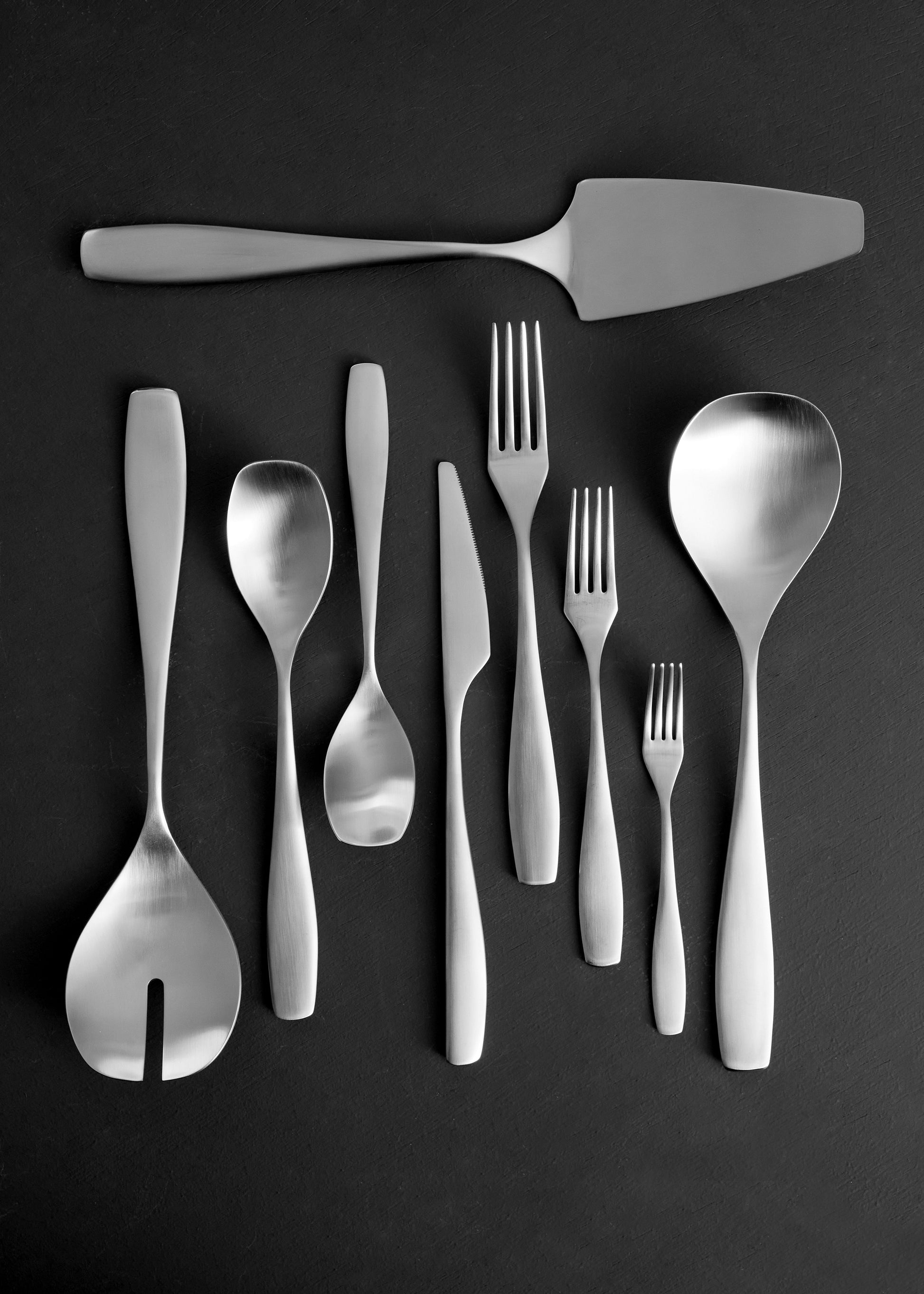 Voss Brushed Stainless Steel 2 Piece Salad Serving Set Canvas Home $50-$100, Gifts-100-&-Below, Host + Hostess, Portugal, Salad Server, Salad Server Set, Serving Utensils, Stainless, Stainless Steel