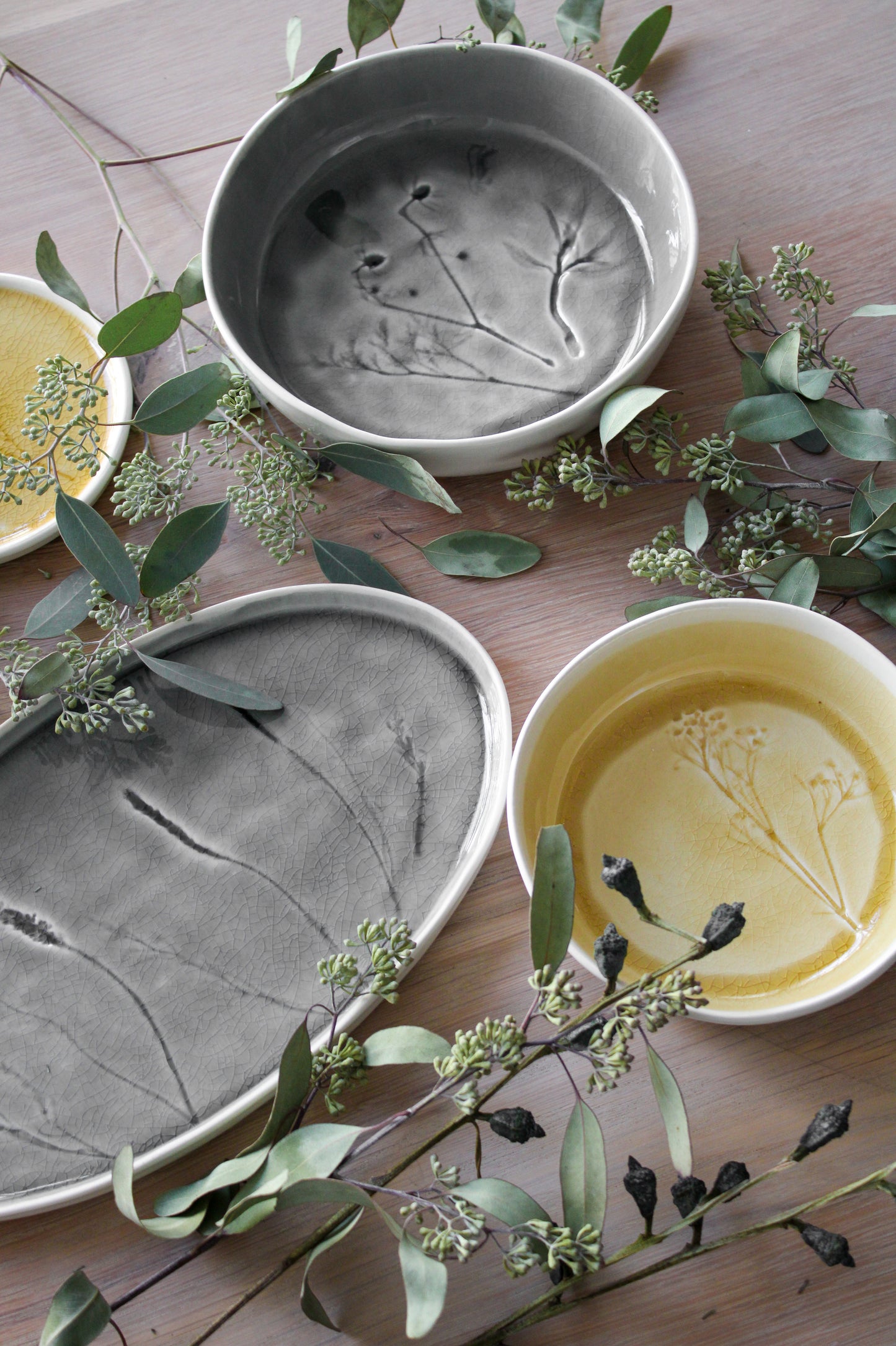 Meadow Grey Porcelain Oval Platter