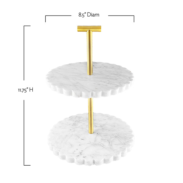 Verona White Marble Tiered Stand