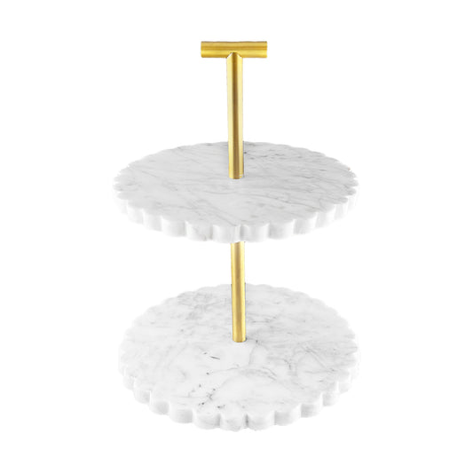 Verona White Marble Tiered Stand