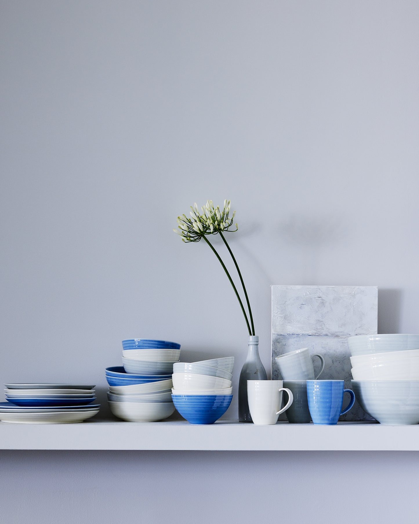 Daniel Smith Blue Porcelain 16 Piece Dinnerware Set, Service For 4