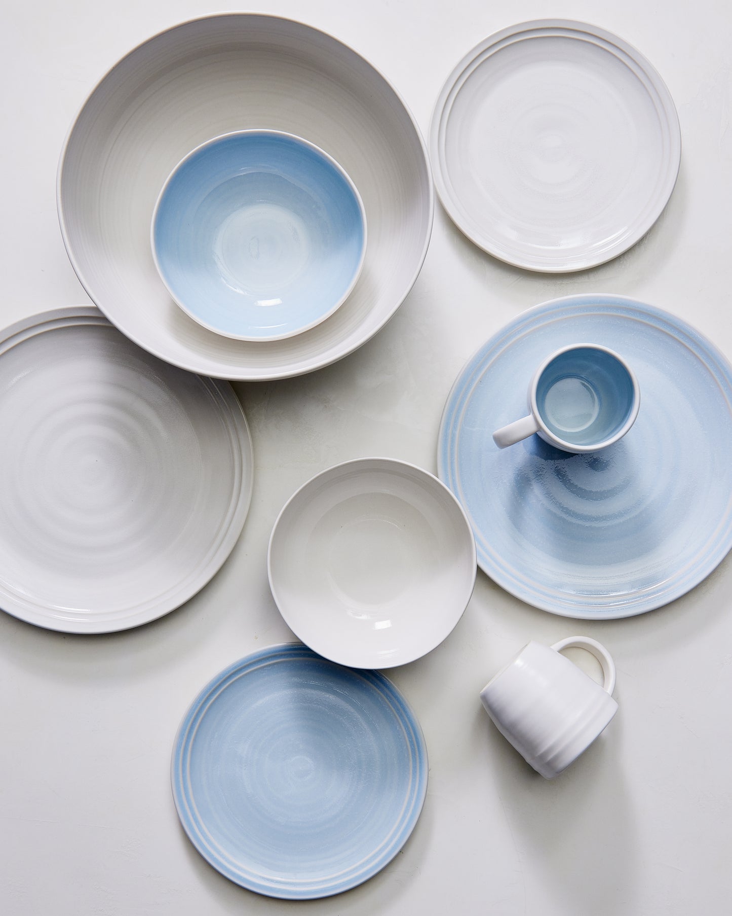 Lines Blue Stoneware Cereal Bowl, Set of 4