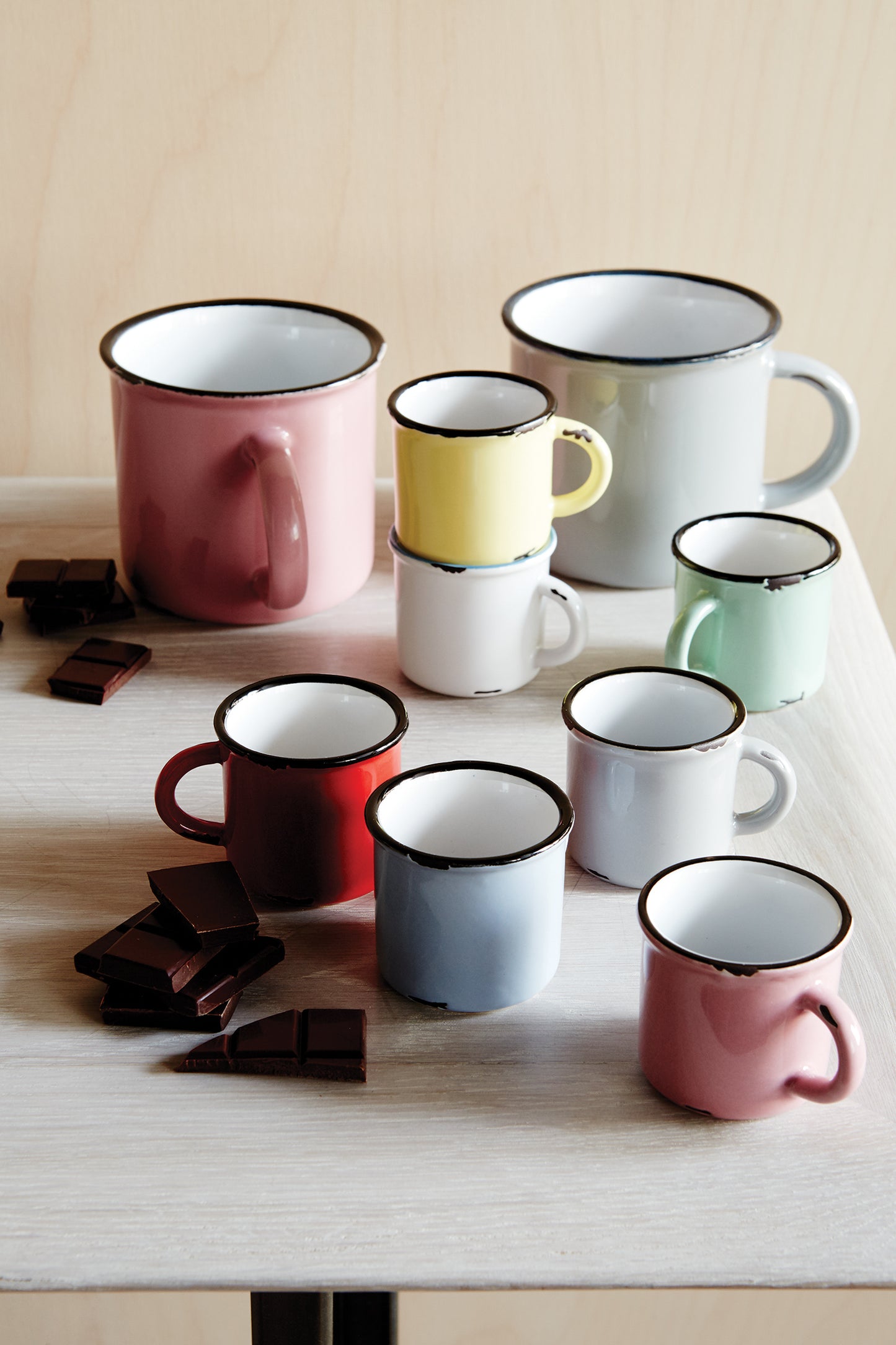 Tinware Mug in White/Slate Rim - Set of 4