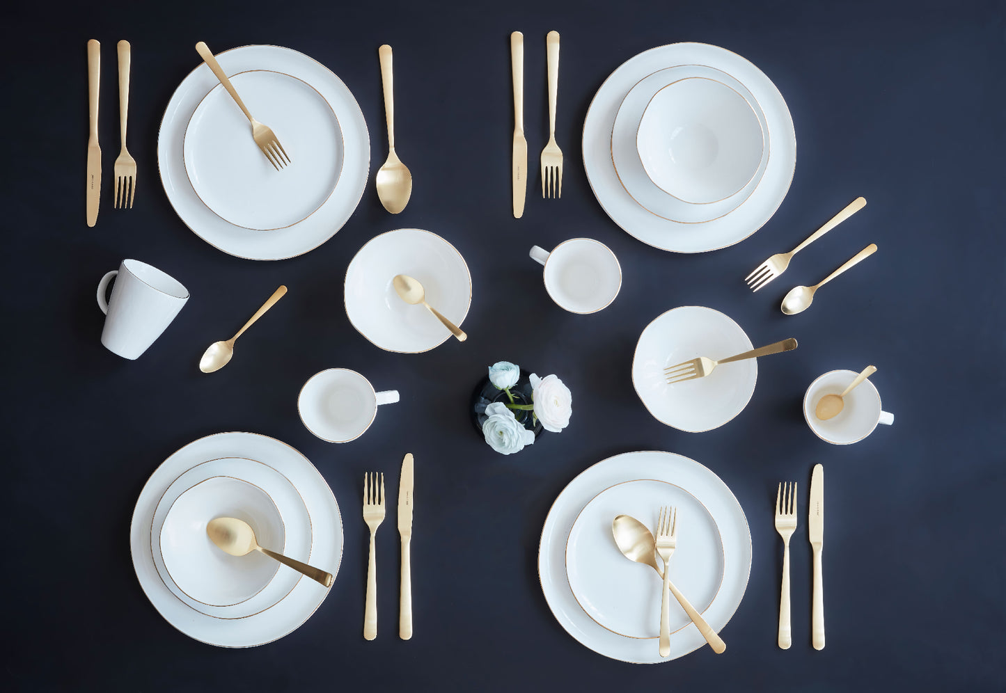Abbesses Gold Rim Porcelain Cereal Bowl, Set of 4 Canvas Home Abbesses, Abbesses Bowl, Abbesses Cereal Bowl, Abbesses Collection, Abbesses Gold Rim, Bowls, Colored Rim, Colored Rim Dinnerware, Gold, Gold Rim, Porcelain, Porcelain Dinnerware, White, White & Gold