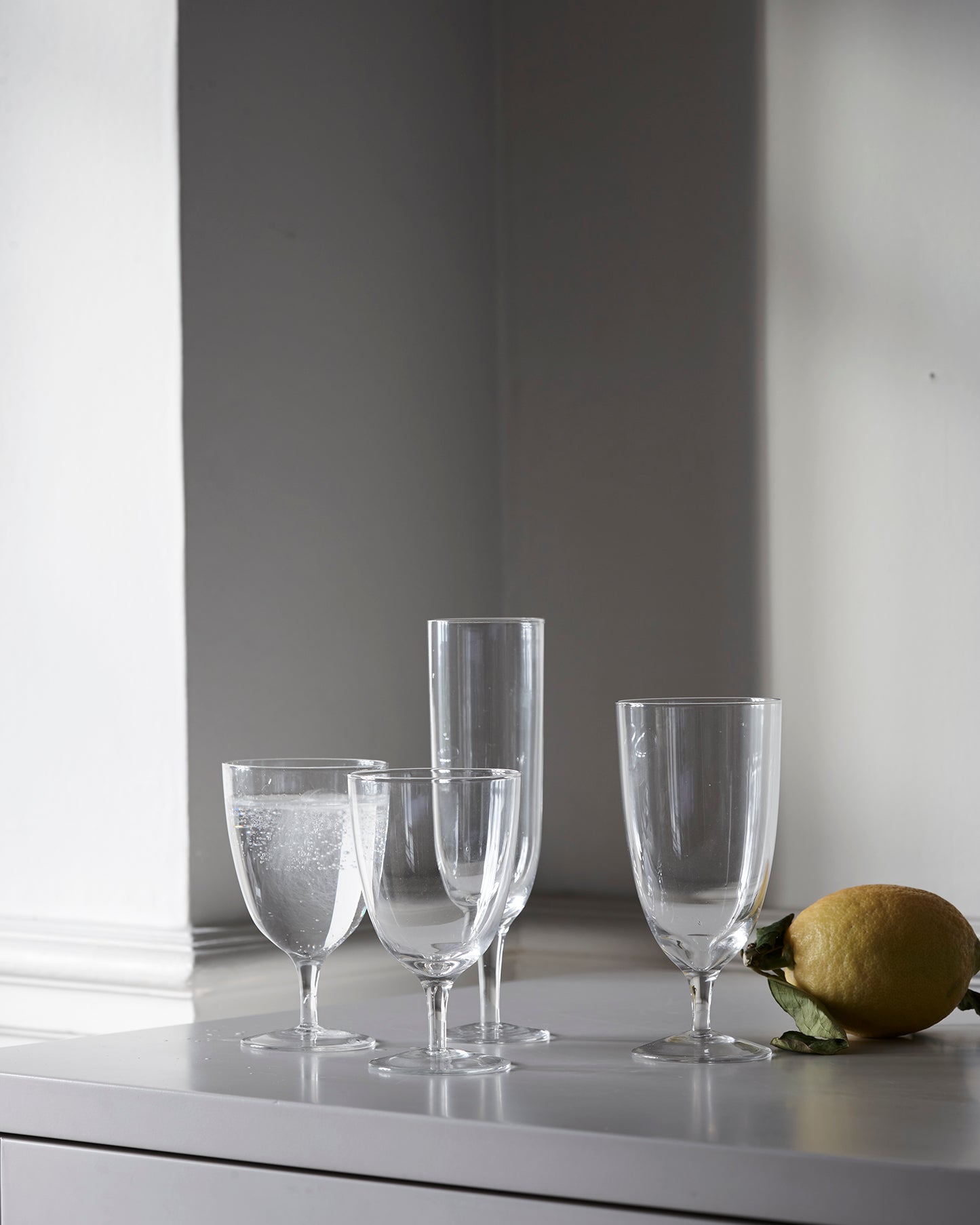 Amwell Water Stemware Set Canvas Home Amwell, Barware, Clear, Glass, Glassware, Set of 4, Stemmed Glass, Stemware, Water Glass, Water Glassware, Water Stemware