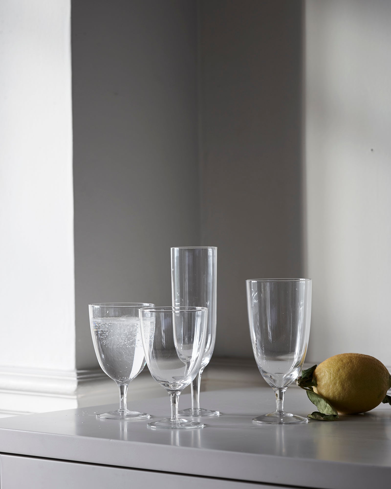 Amwell Water Stemware Set Canvas Home Amwell, Barware, Clear, Glass, Glassware, Set of 4, Stemmed Glass, Stemware, Water Glass, Water Glassware, Water Stemware