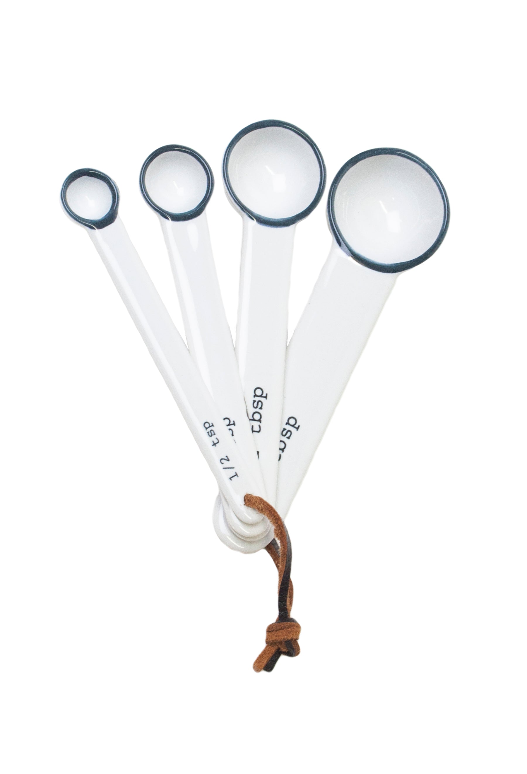 Tinware 7-Piece Prep Set- White w/ Slate Rim Canvas Home Creamer, measuring spoon, spoon rest, Tinware Collection