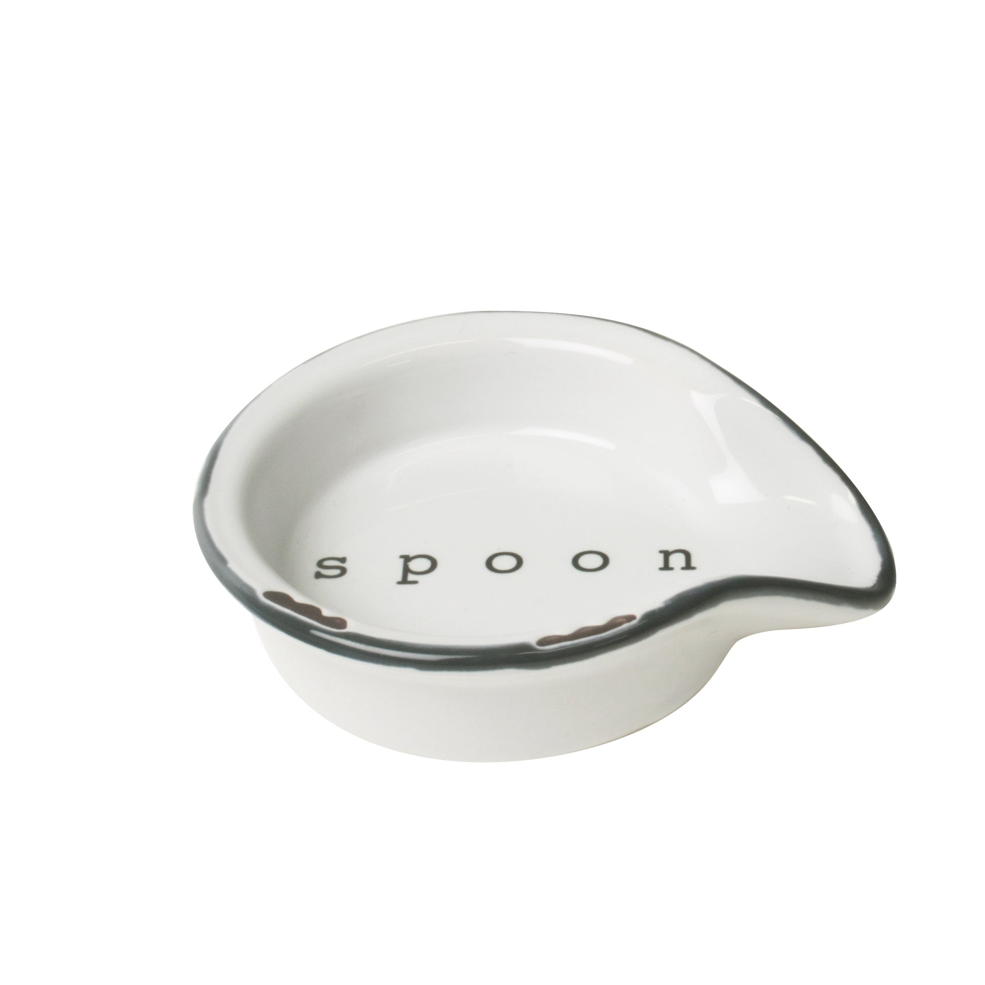 Tinware 7-Piece Prep Set- White w/ Slate Rim Canvas Home Creamer, measuring spoon, spoon rest, Tinware Collection