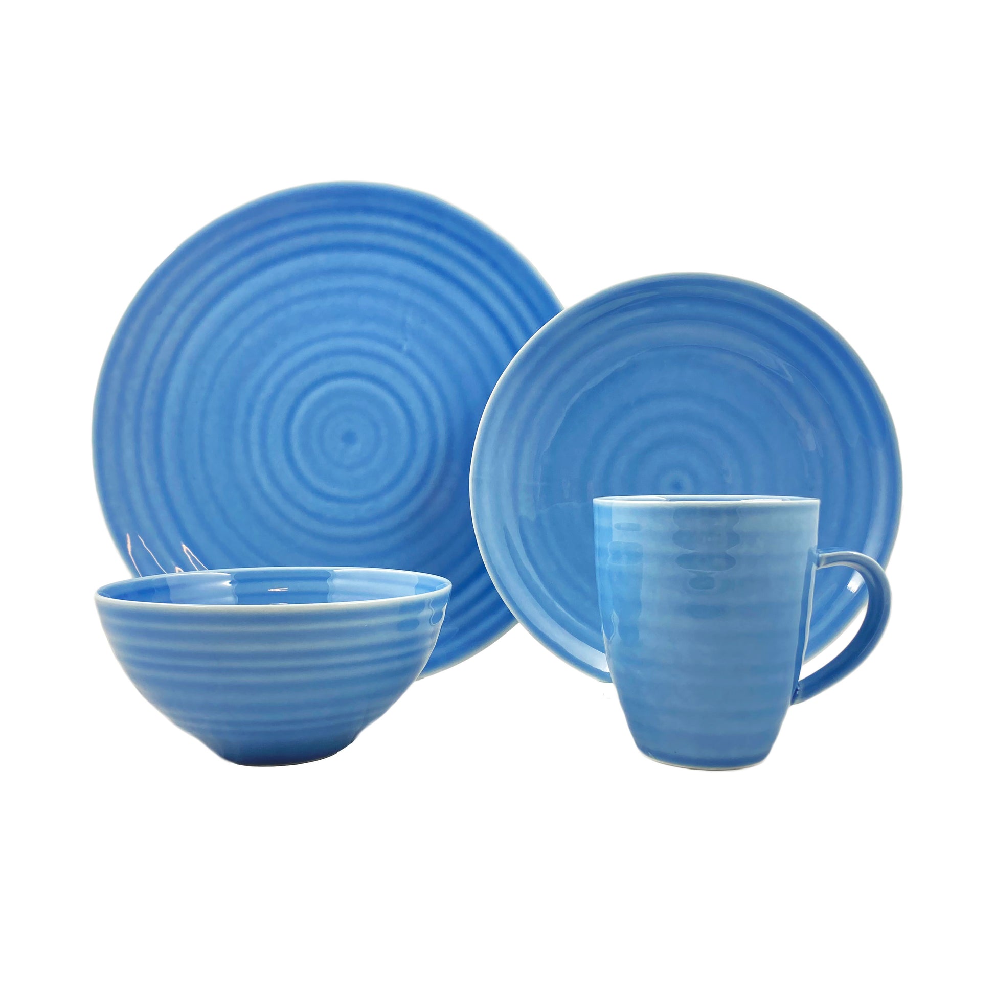 Daniel Smith Blue Porcelain 16 Piece Dinnerware Set, Service For 4 Canvas Home Blue, canvas home, contemporary dinnerware, Daniel Smith, Daniel Smith Collection, dinner party, dinnerware, dinnerware sets, dish sets, family, Large, modern dinnerware, Place Setting, Plates, simple dinnerware, tabletop, tableware