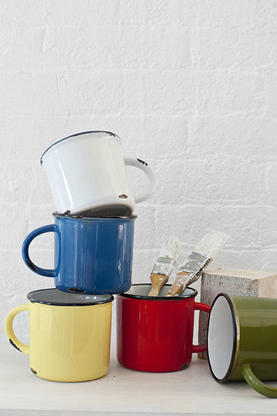 Tinware Mug in Yellow- Set of 4 Canvas Home "contemporary dinnerware", $10-$20, canvas home, Coffee + Tea, Gifts for Her, Gifts-25-&-Below, Host + Hostess, Mugs + Cups, related-tinware-mug, Tinware Collection