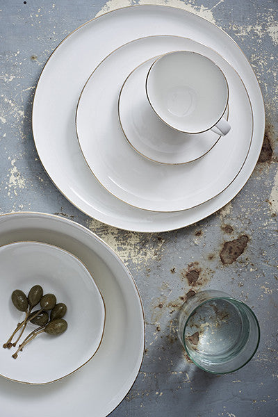 Abbesses Gold Rim Porcelain Cereal Bowl, Set of 4 Canvas Home Abbesses, Abbesses Bowl, Abbesses Cereal Bowl, Abbesses Collection, Abbesses Gold Rim, Bowls, Colored Rim, Colored Rim Dinnerware, Gold, Gold Rim, Porcelain, Porcelain Dinnerware, White, White & Gold