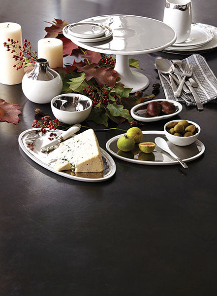 Dauville Platinum Metallic Porcelain Accented Bowls Canvas Home Accent Bowl, Accent Bowls, Appetizer Bowl, Bowls, Dauville, Dauville Collection, Jewelry Bowl, Jewelry Holder, Metallic Accent, Platinum, Platinum Metallic Accent, Porcelain, Serving Bowl, Serving Bowls, White, White & Platinum, White Porcelain